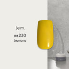lem. Japanese matte-sheer color gel in ms230, a banana yellow shade for gradients, paint-style nail art, and custom color mixing