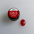 edit. Color Gel - 065 Calmly, a professional Japanese nail gel in rich, cool red shade.